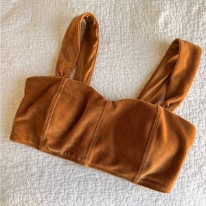 Alo Micro Corduroy Winter Break Bra - Toffee size M